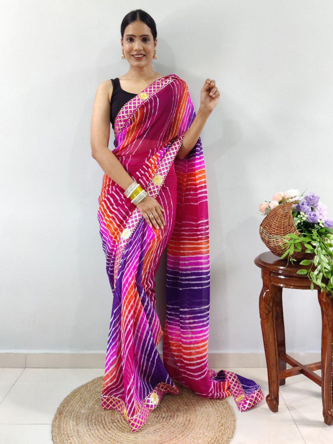 veerax leheriya printed gotta patti pure georgette bandhani saree