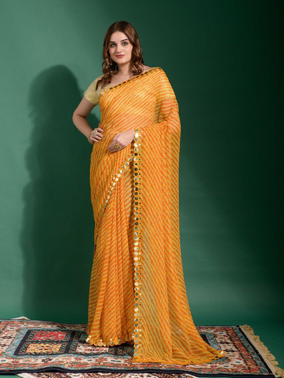 veerax leheriya printed mirror work pure georgette saree