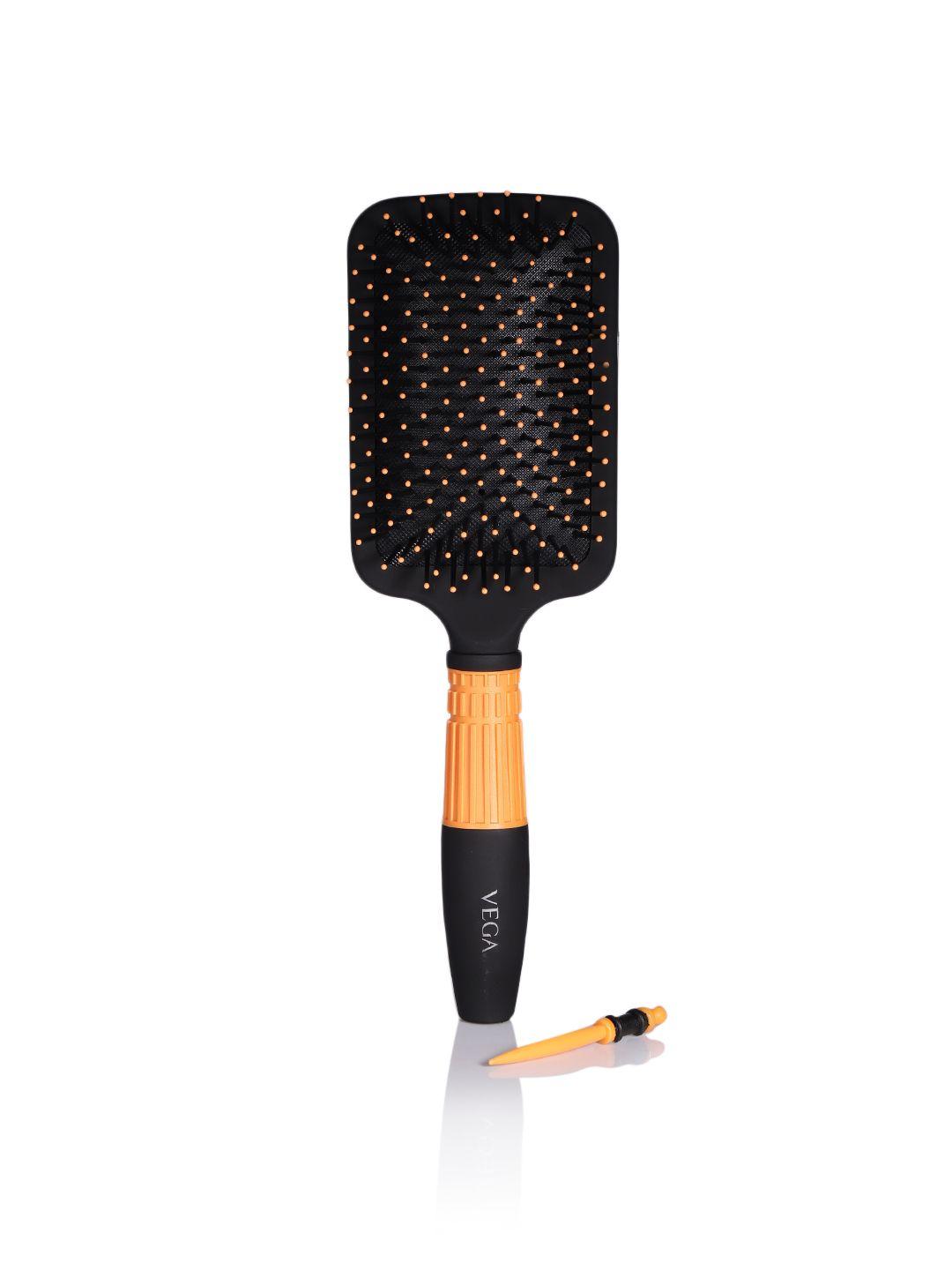 vega unisex black & orange paddle hair brush e15-pb