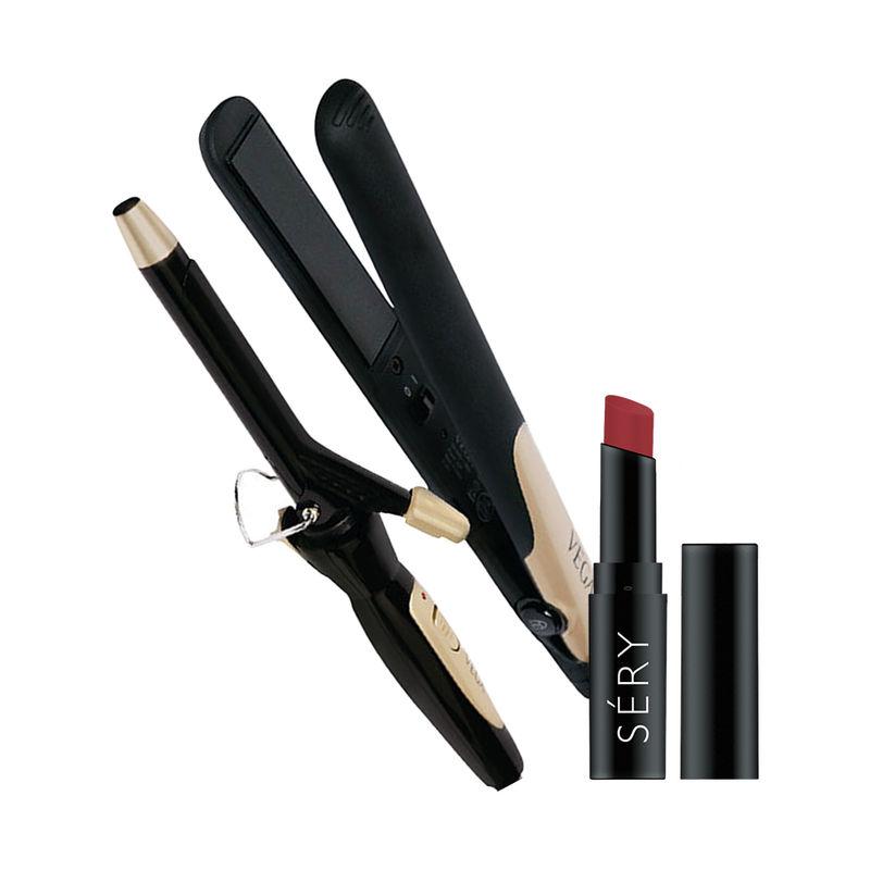 vega vhss-02 miss dazzle styling kit with sery capture d matte lasting lip color - ml08 naughty nude