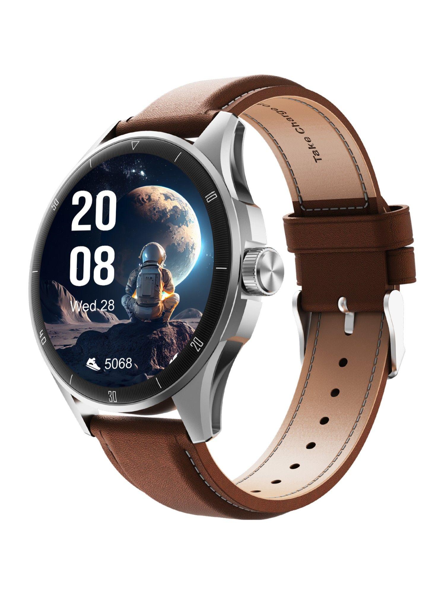 vega neo 1.43'' super amoled display smartwatch - black with brown