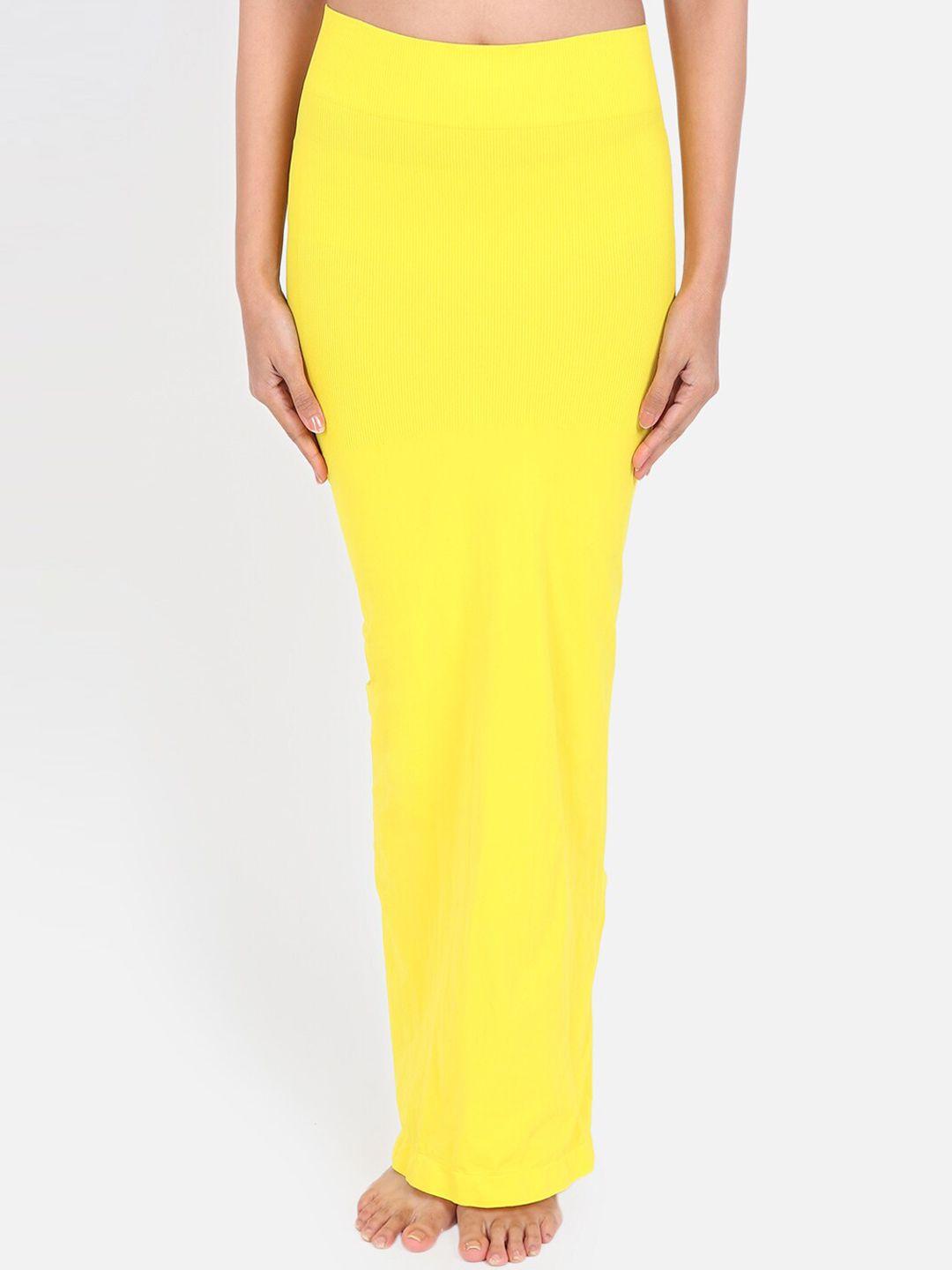 vega women yellow solid seamless saree shapewear