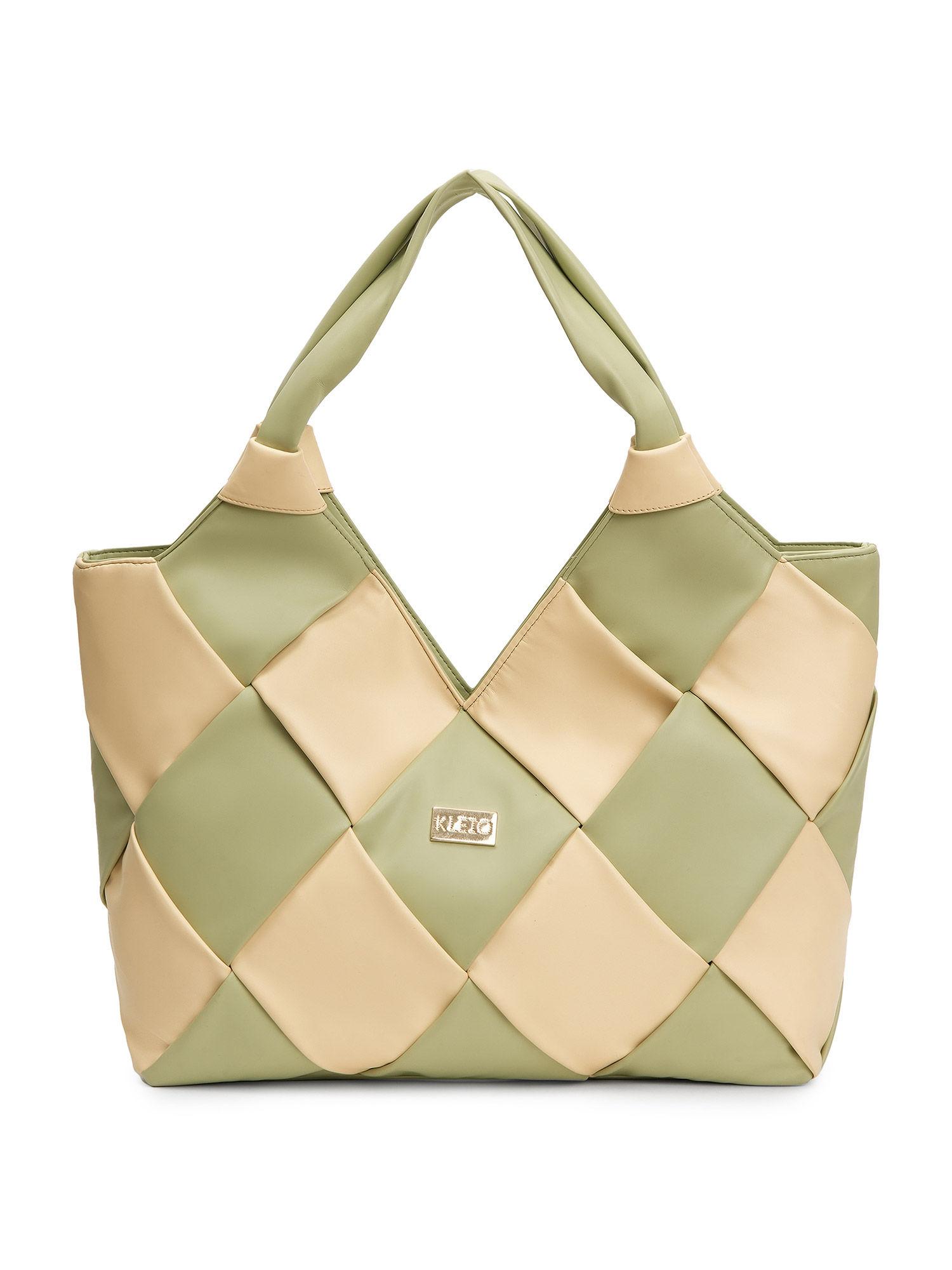 vegan leather large weaved tote shopping off white handbag for women