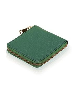 vegan solid zip around wallet