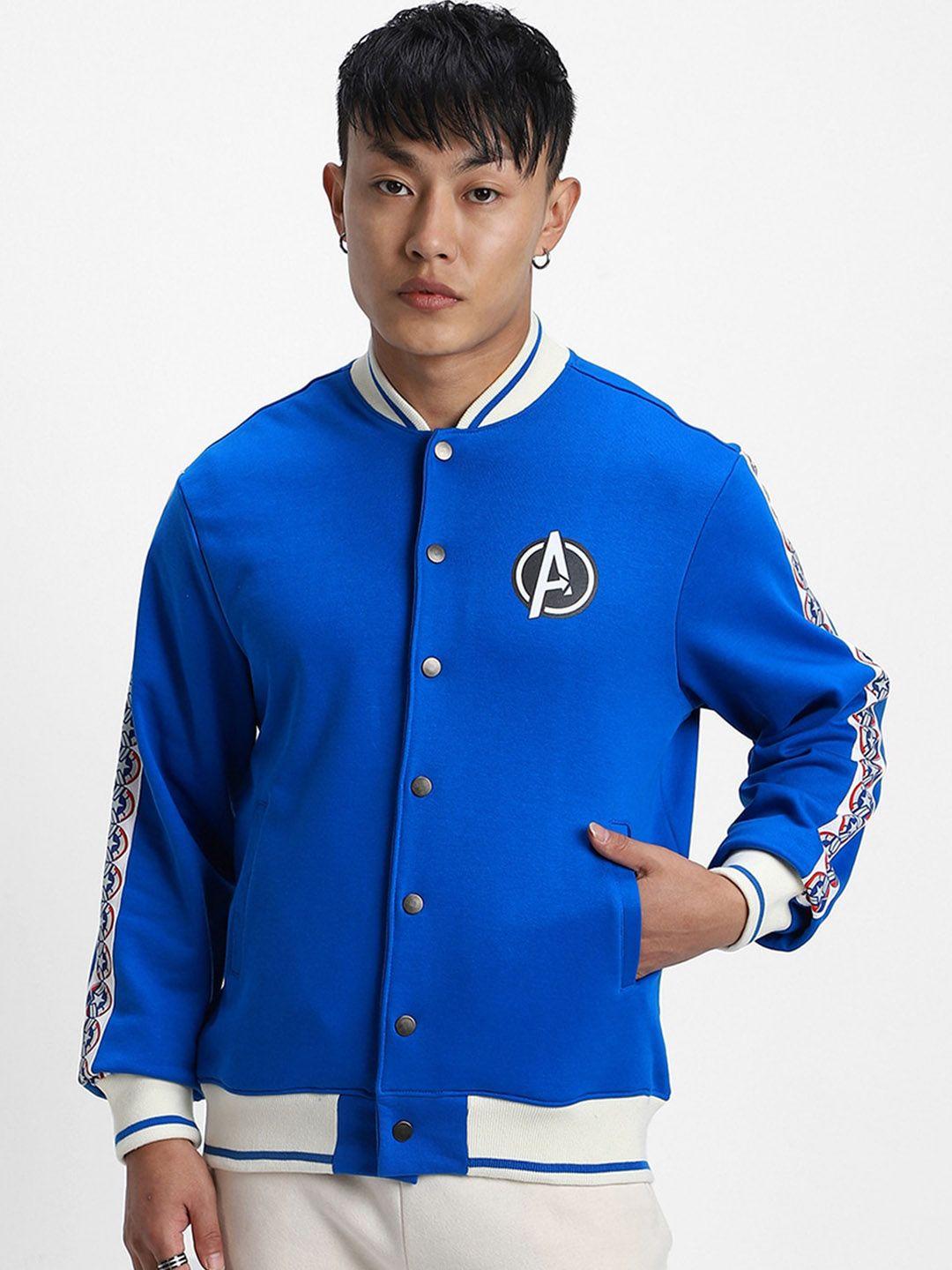 veirdo blue avenger printed fleece lightweight bomber jacket