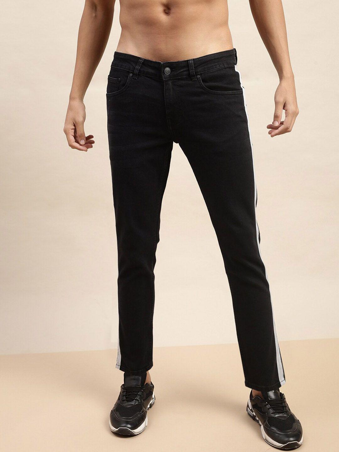 veirdo men black original skinny fit with side stripe stretchable jeans