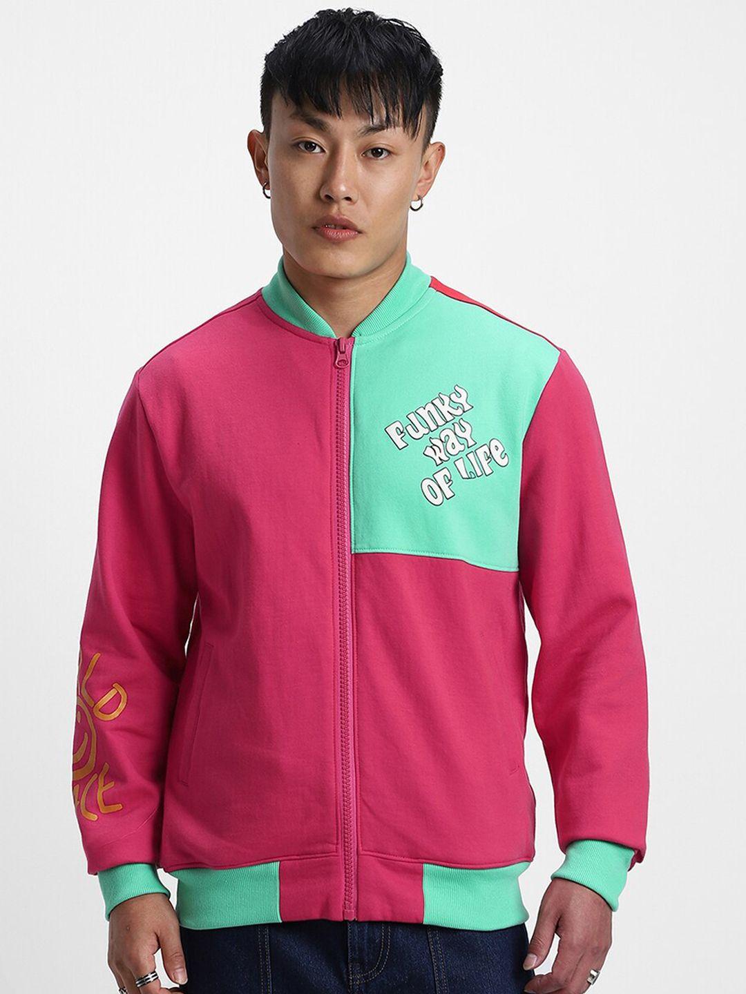 veirdo pink & green fleece lightweight tailored jacket