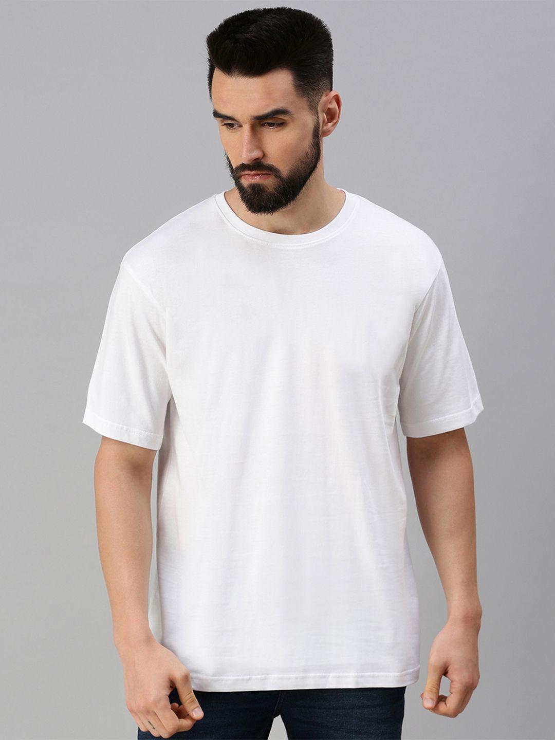 veirdo white round neck drop shoulder sleeves pure cotton oversized t-shirt