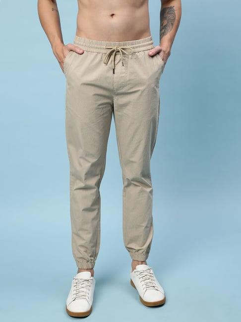 veirdo beige slim fit stretchable jogger pants