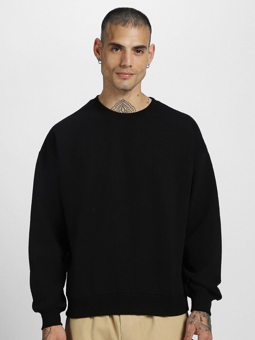 veirdo black round neck fleece sweatshirt