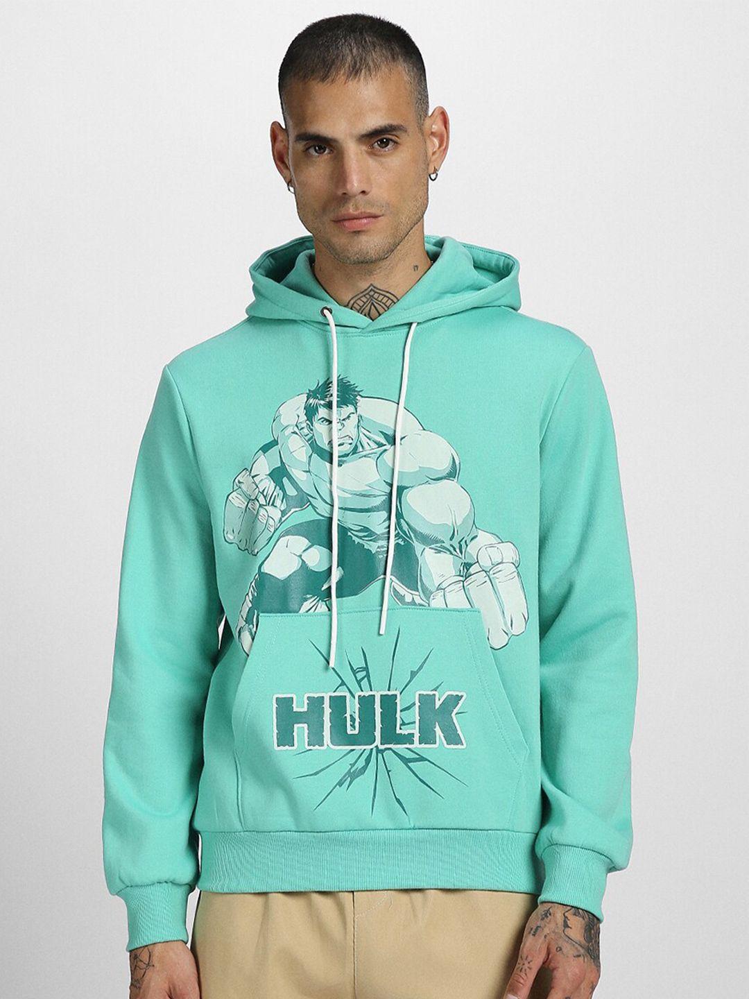 veirdo green hulk superhero graphic printed hooded fleece pullover sweatshirt