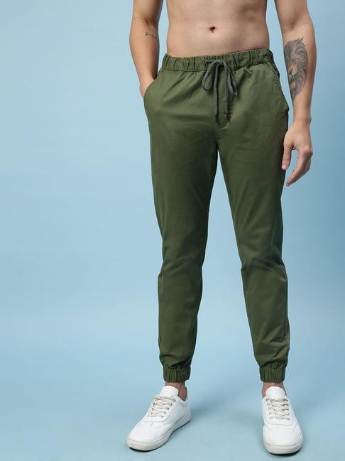 veirdo green slim fit stretchable jogger pants