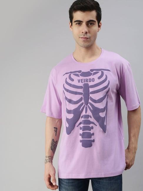 veirdo lilac loose fit printed oversized t-shirt