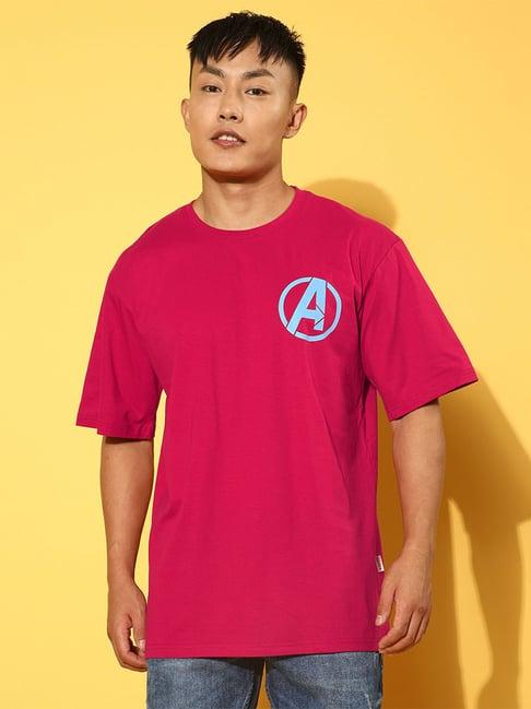 veirdo magenta loose fit graphic print oversized t-shirt