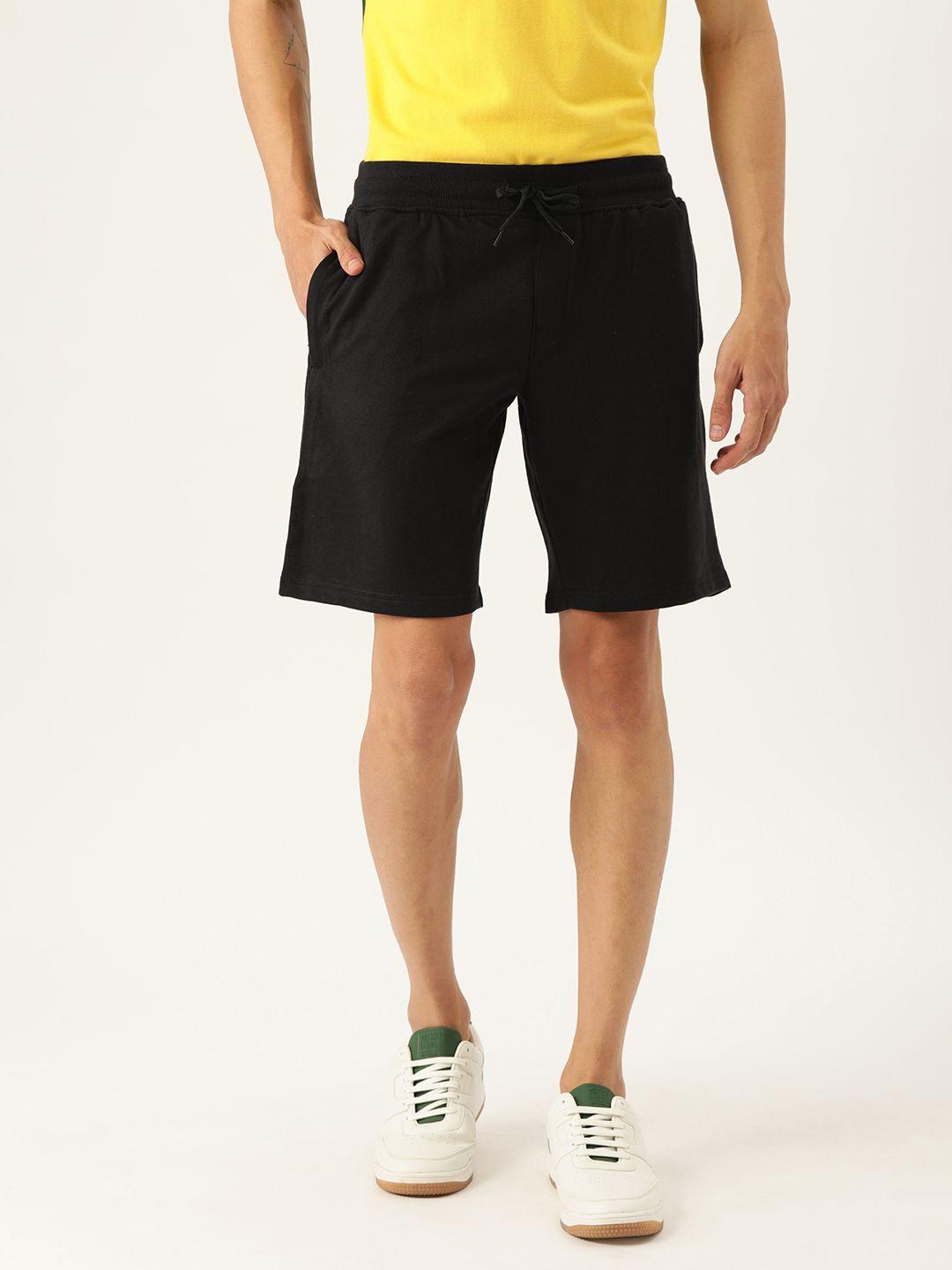 veirdo men black solid regular fit regular shorts