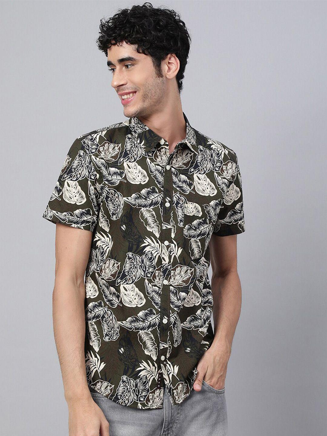 veirdo men cotton comfort floral printed casual shirt