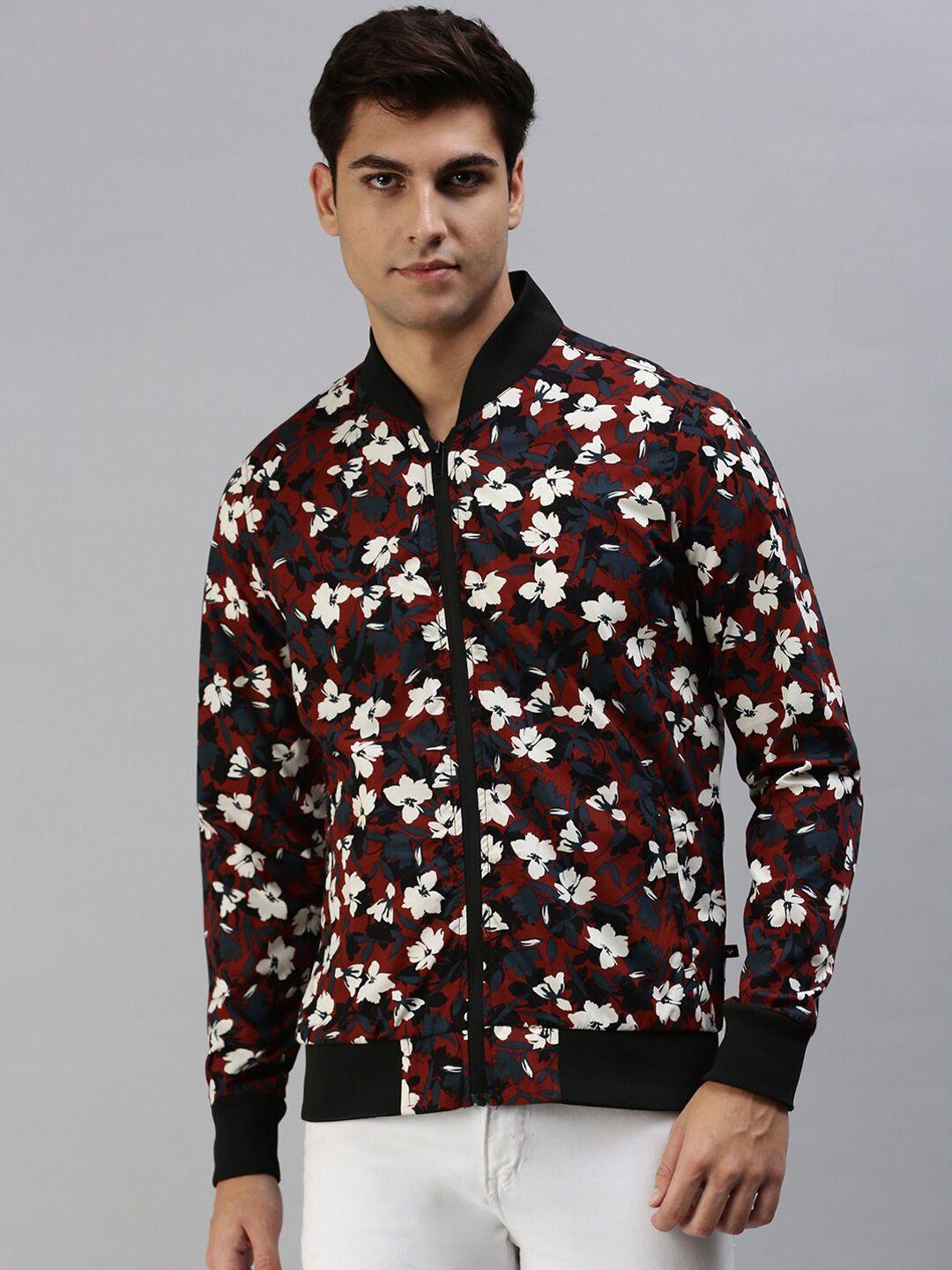 veirdo men floral printed lightweight bomber jacket