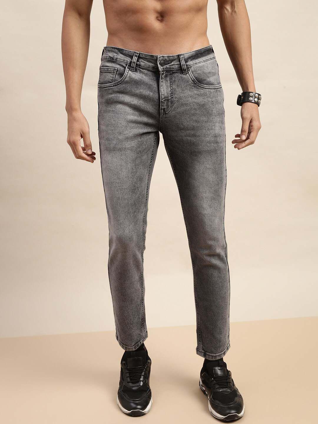 veirdo men grey original slim fit heavy fade stretchable jeans
