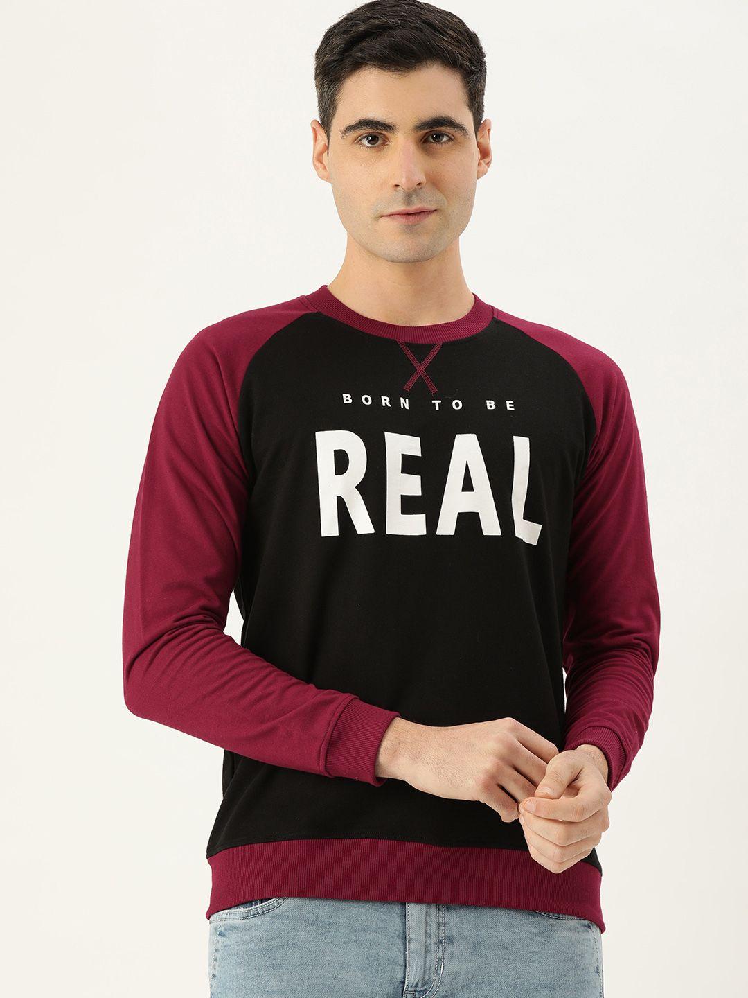 veirdo men maroon & black printed sweatshirt