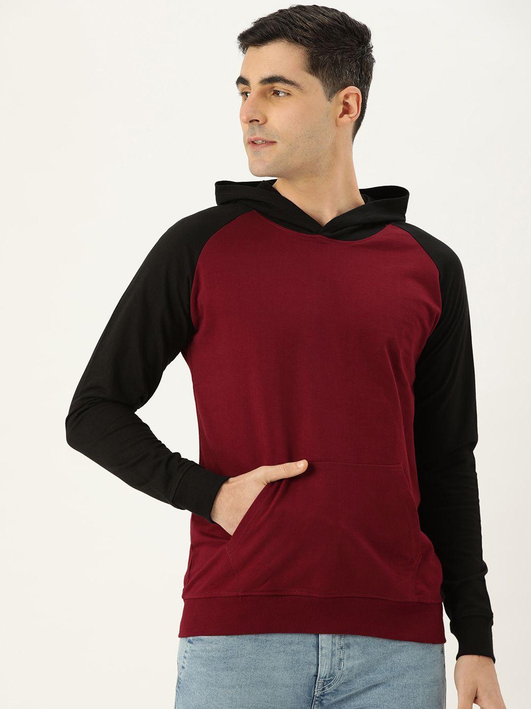 veirdo men maroon hooded sweatshirt