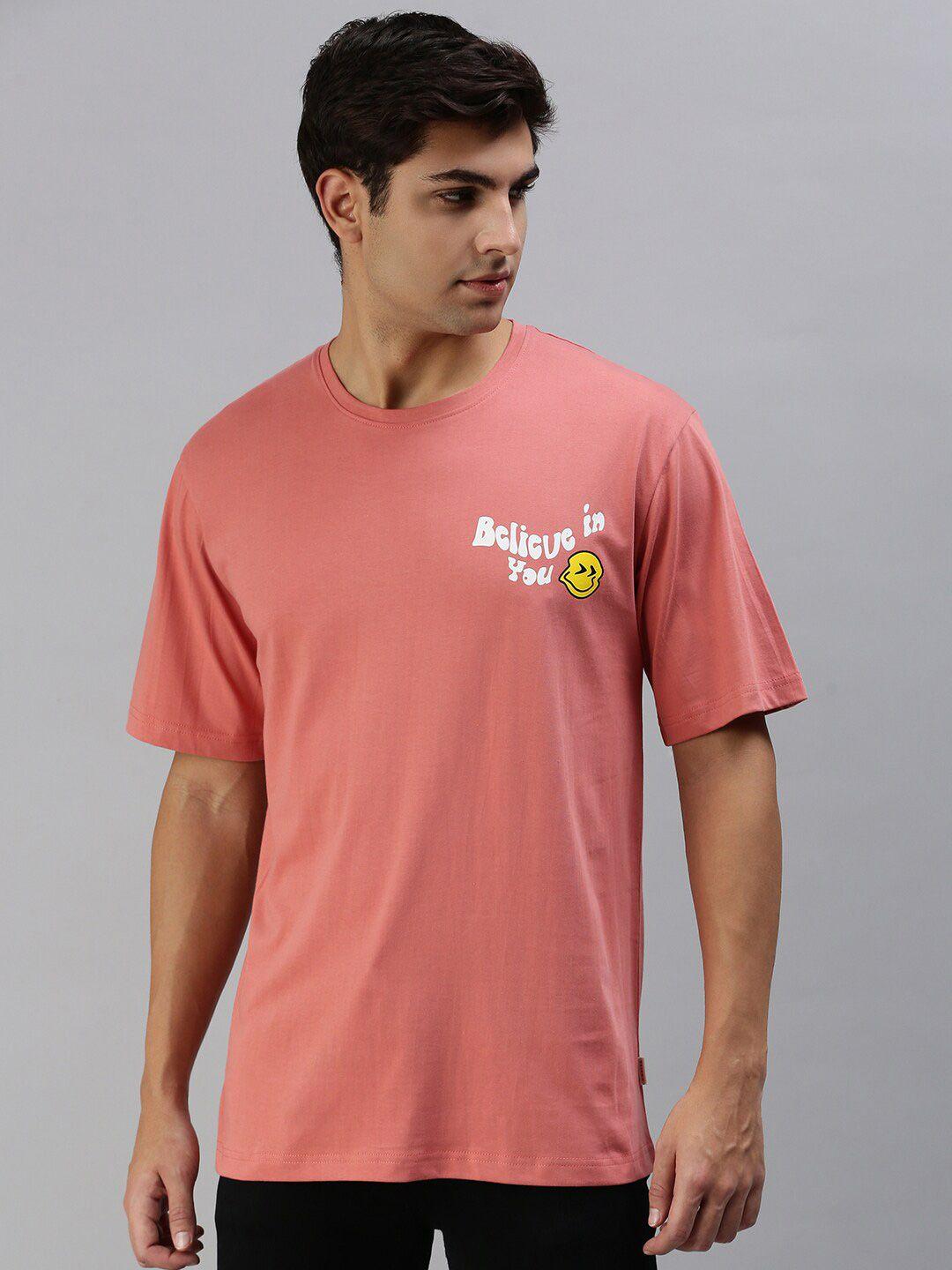 veirdo men pink pocket print oversize t-shirt