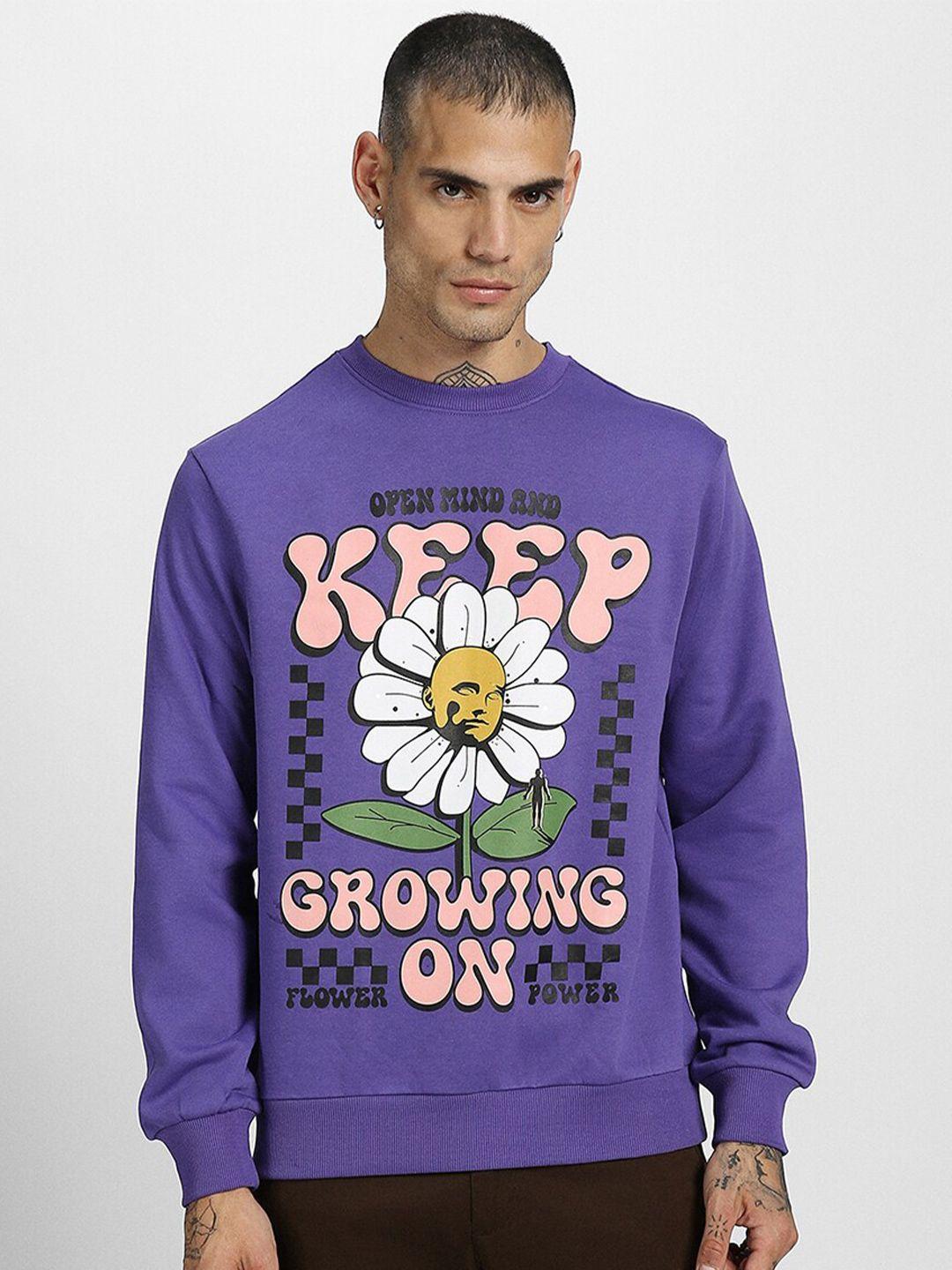 veirdo men purple printed sweatshirt