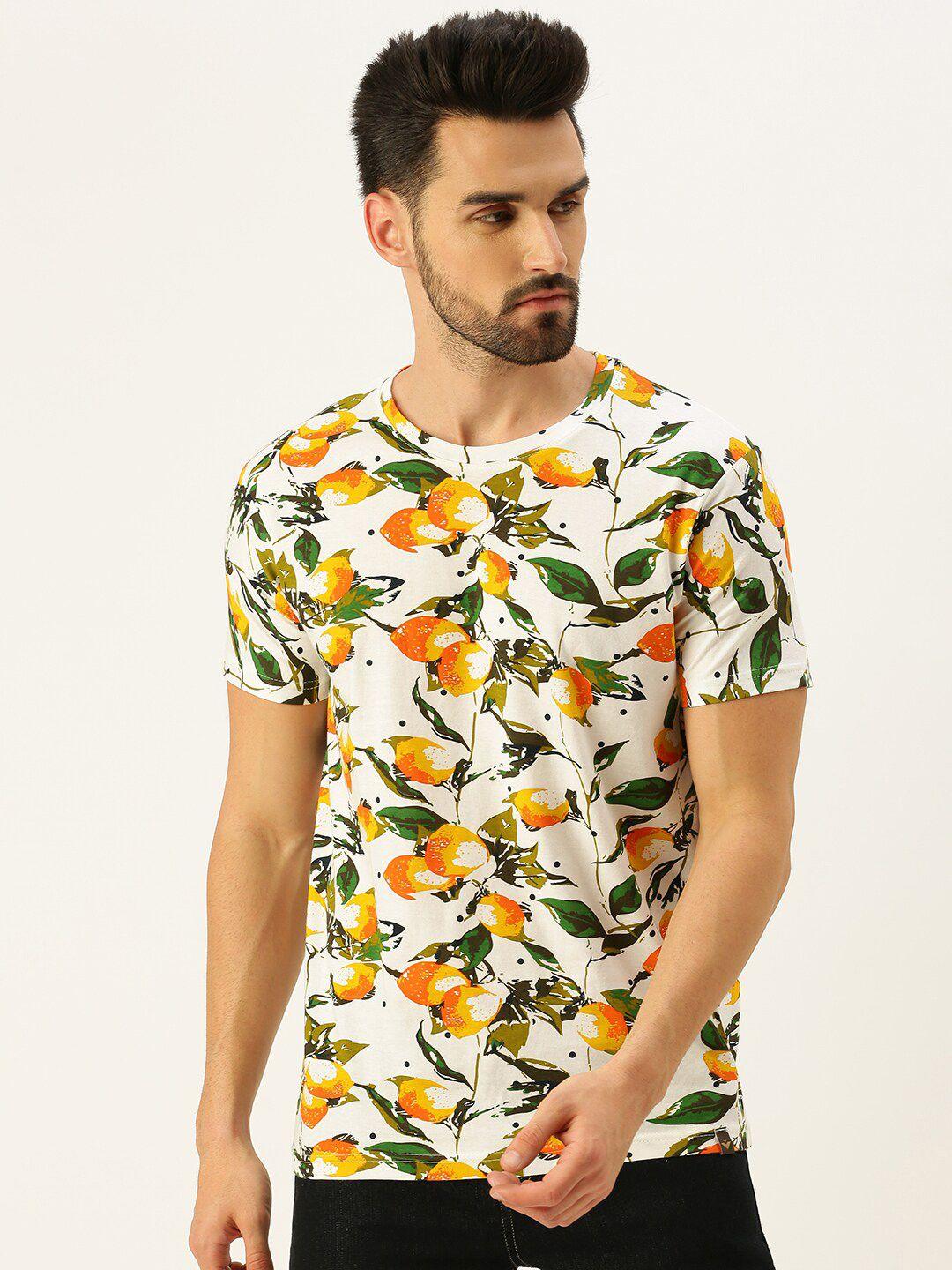 veirdo men white floral printed t-shirt