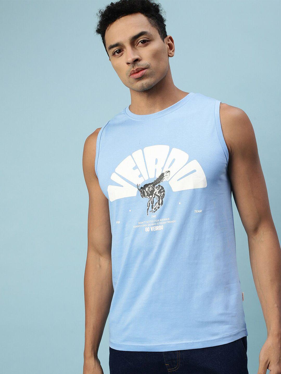 veirdo sleeveless typography printed cotton t-shirt