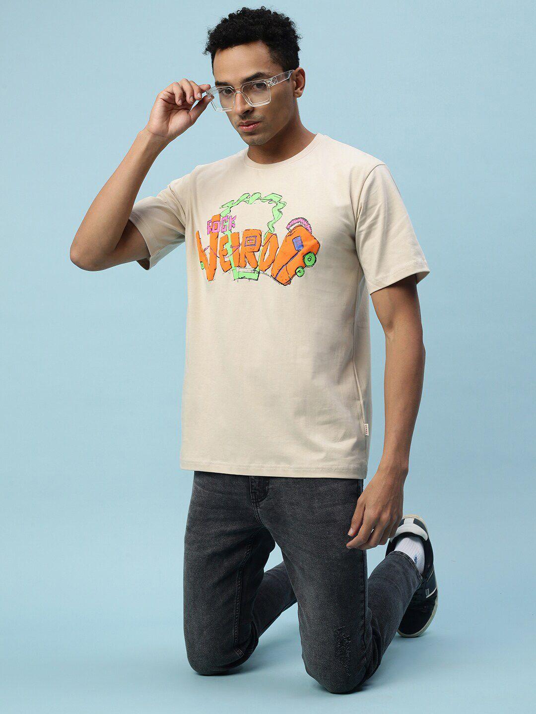 veirdo typography printed cotton loose fitted t-shirt