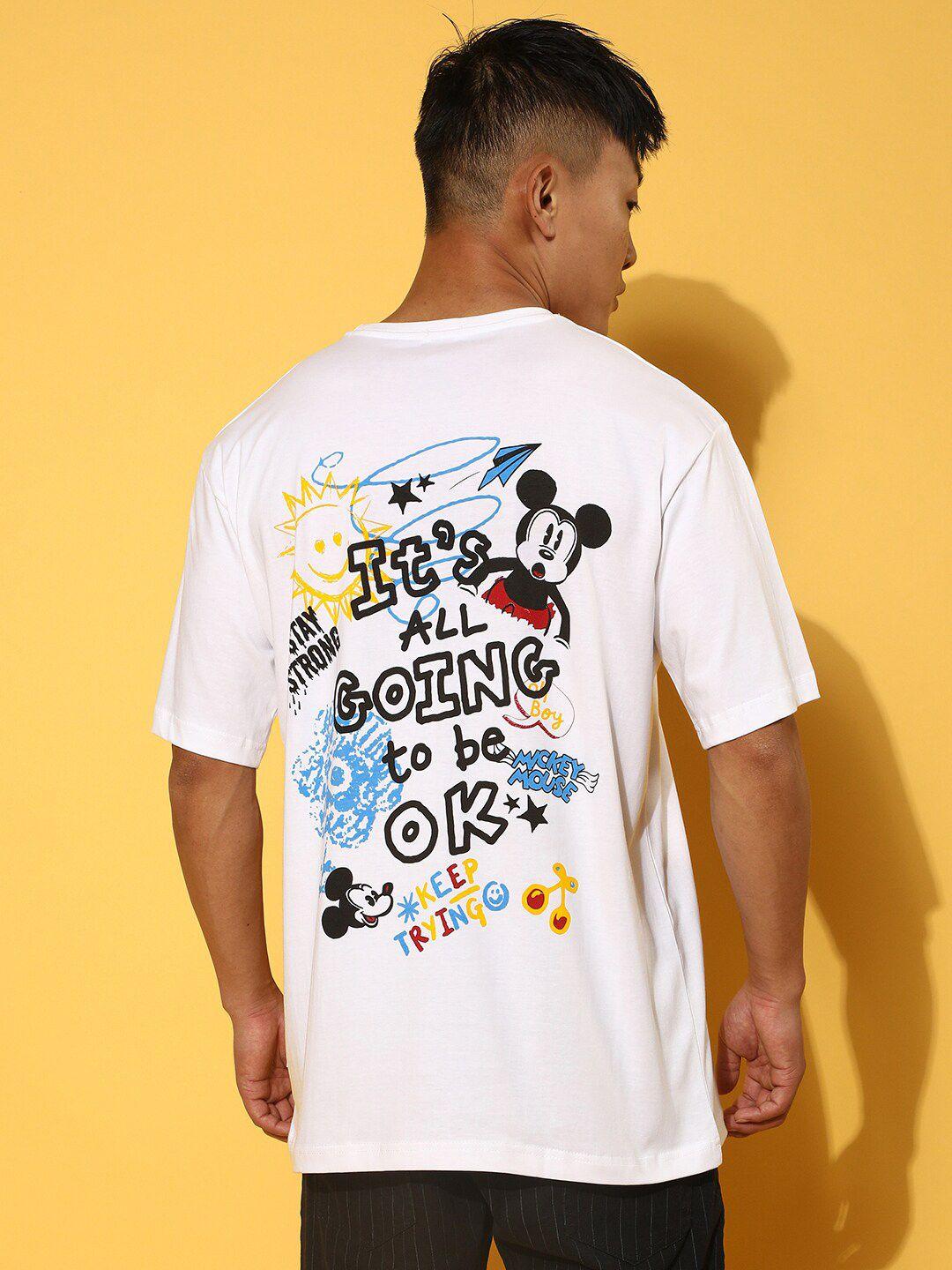 veirdo white mickey mouse printed cotton oversized t-shirt