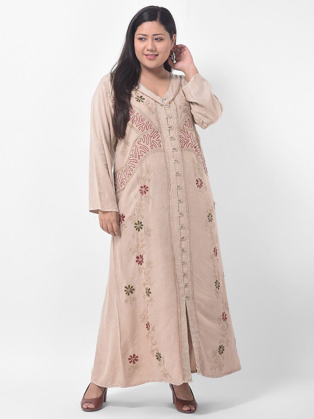 veldress beige ethnic motifs embroidered ethnic maxi dress