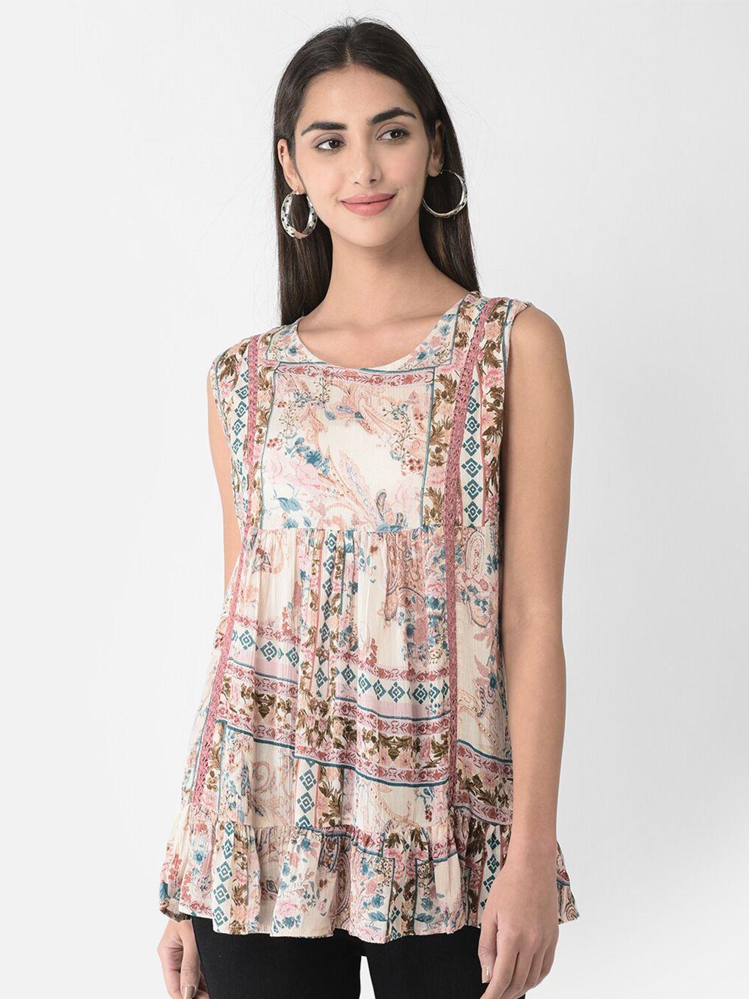 veldress floral printed pleated a-line top