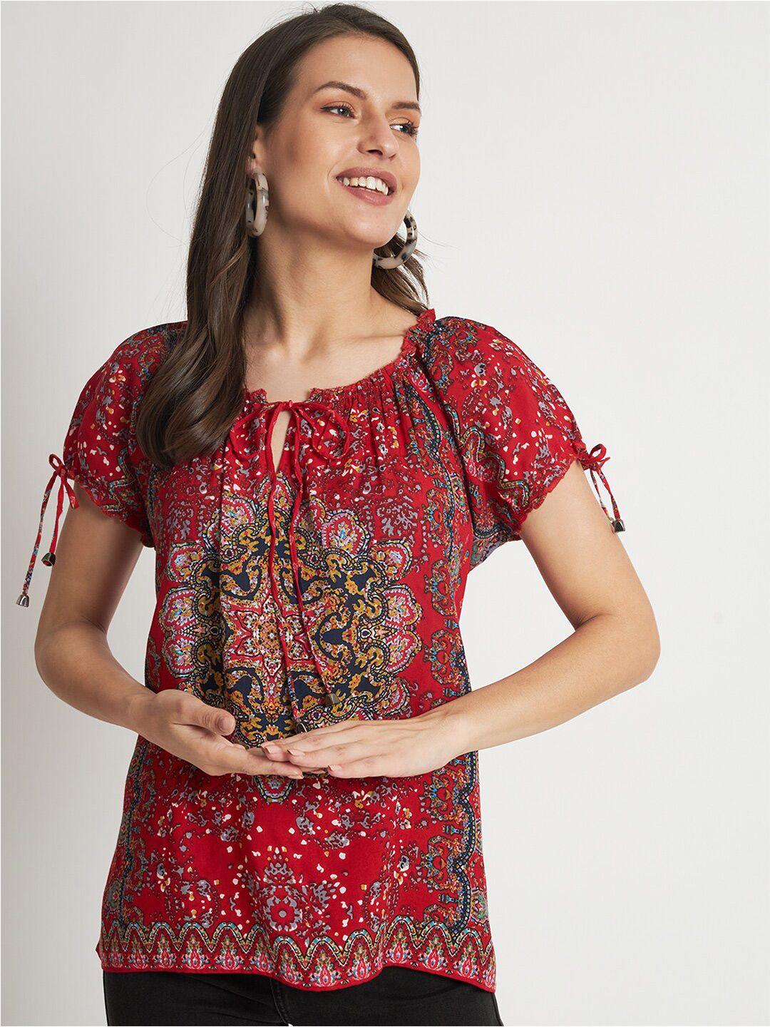 veldress red floral print top