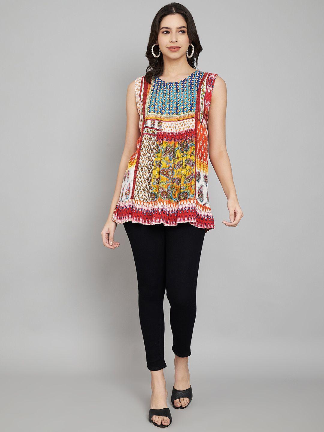 veldress tribal print crepe top