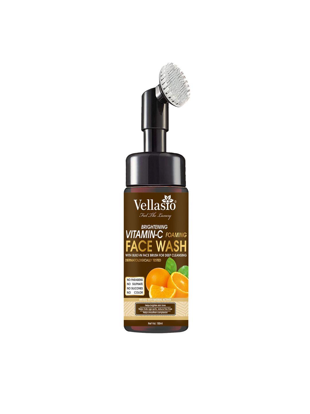 vellasio brightening vitamin c foaming with built-in face brush for deep cleansing 150ml