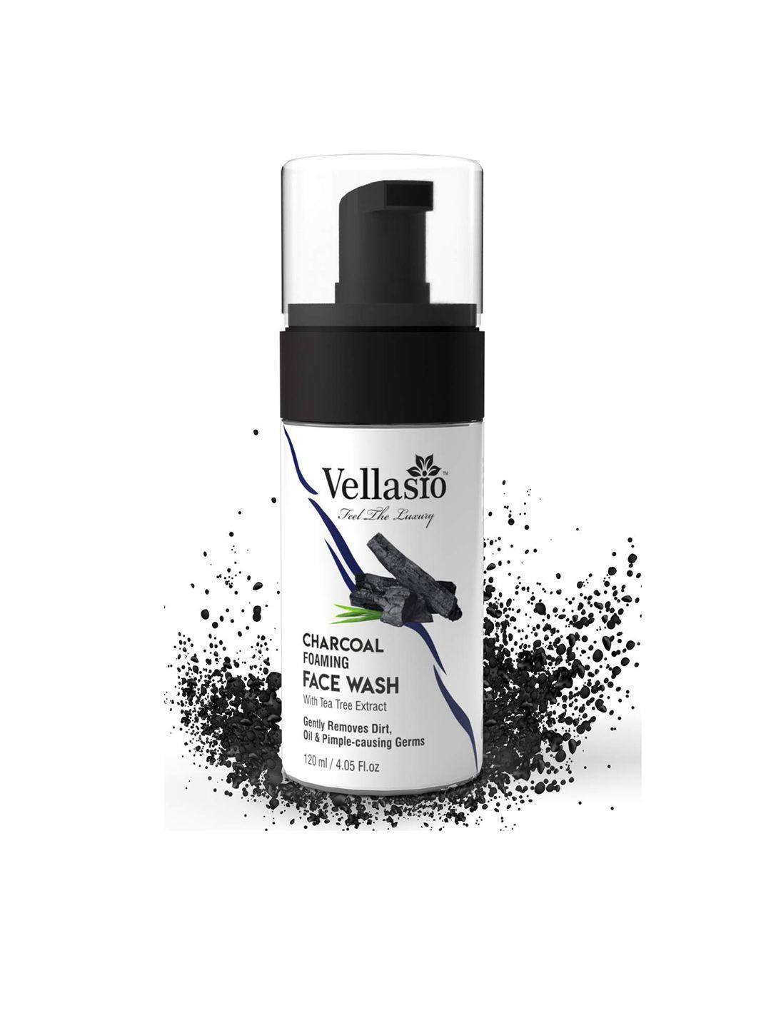 vellasio premium charcoal foaming face wash with tea tree extract - 120 ml