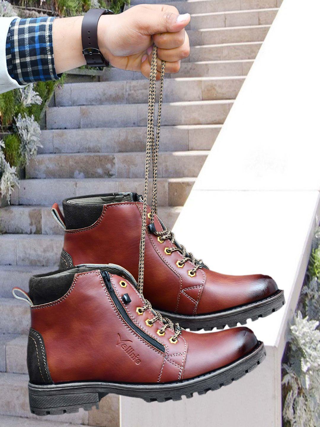 vellinto men platform-heeled zipper boots