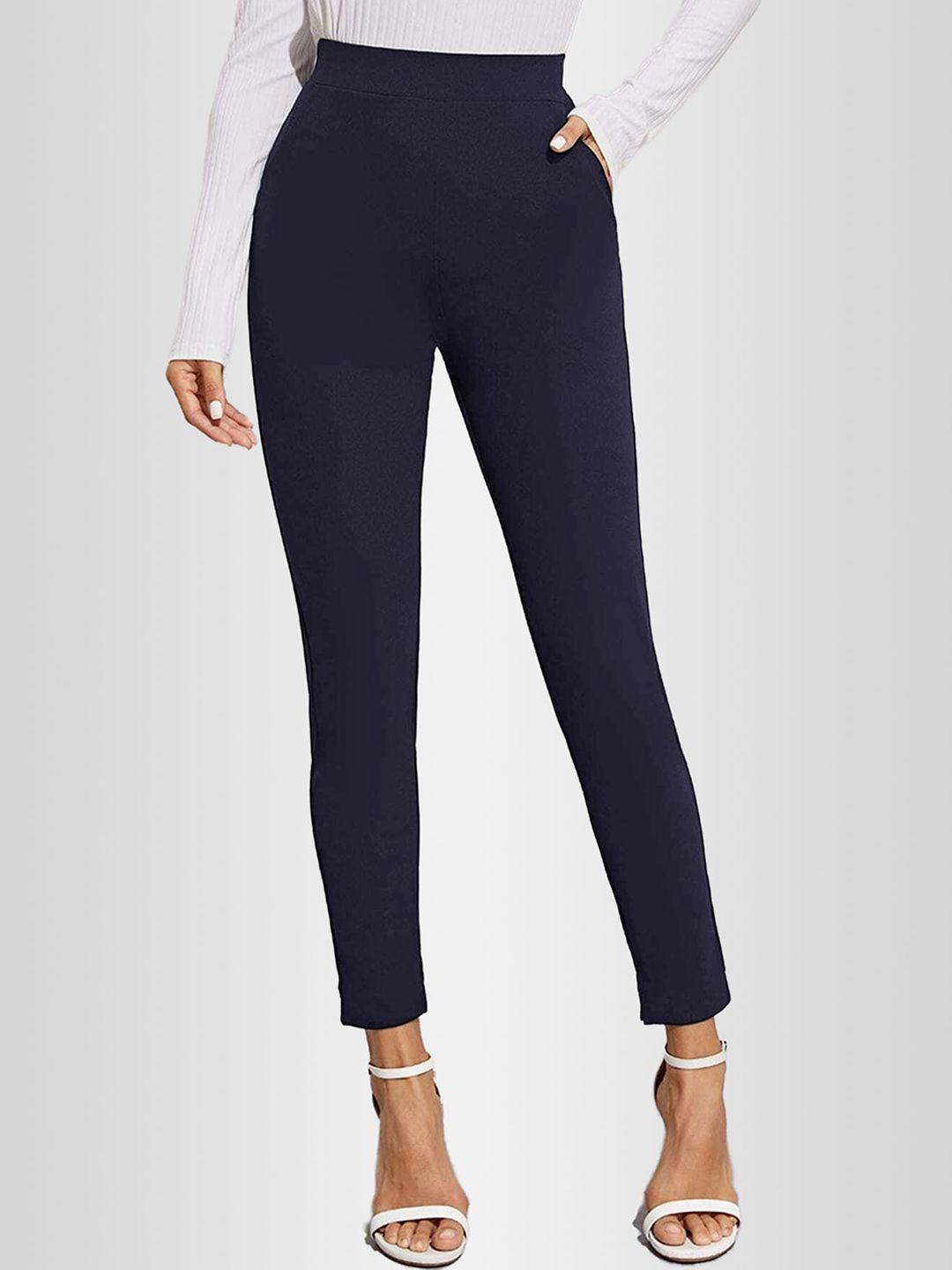 velmita women slim fit high-rise cropped trousers