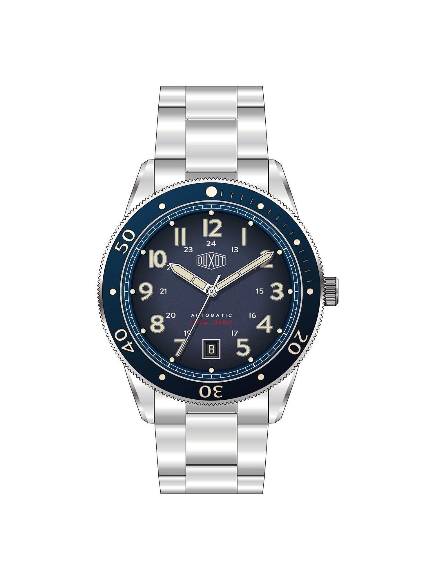 velocita automatic uni-directional blue round dial mens watch - dx-2014-22