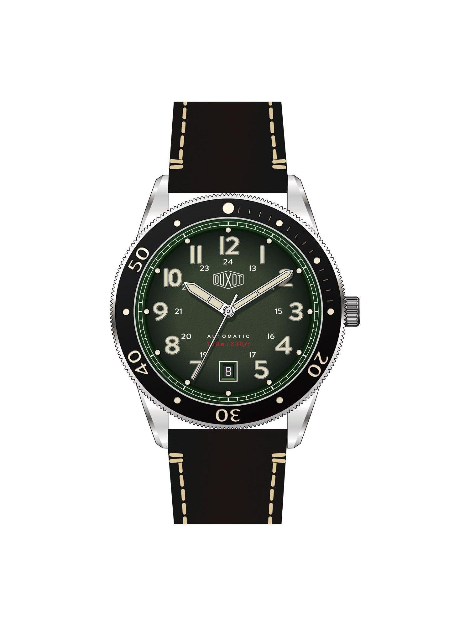 velocita automatic uni-directional luminous green round dial mens watch - dx-2014-01