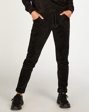 velour joggers with drawstring waist