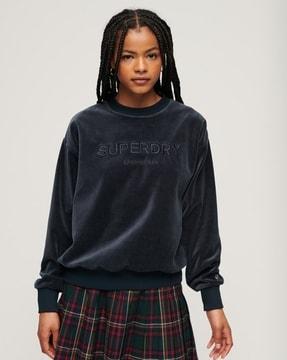 velour graphic boxy crew-neck sweatshirt