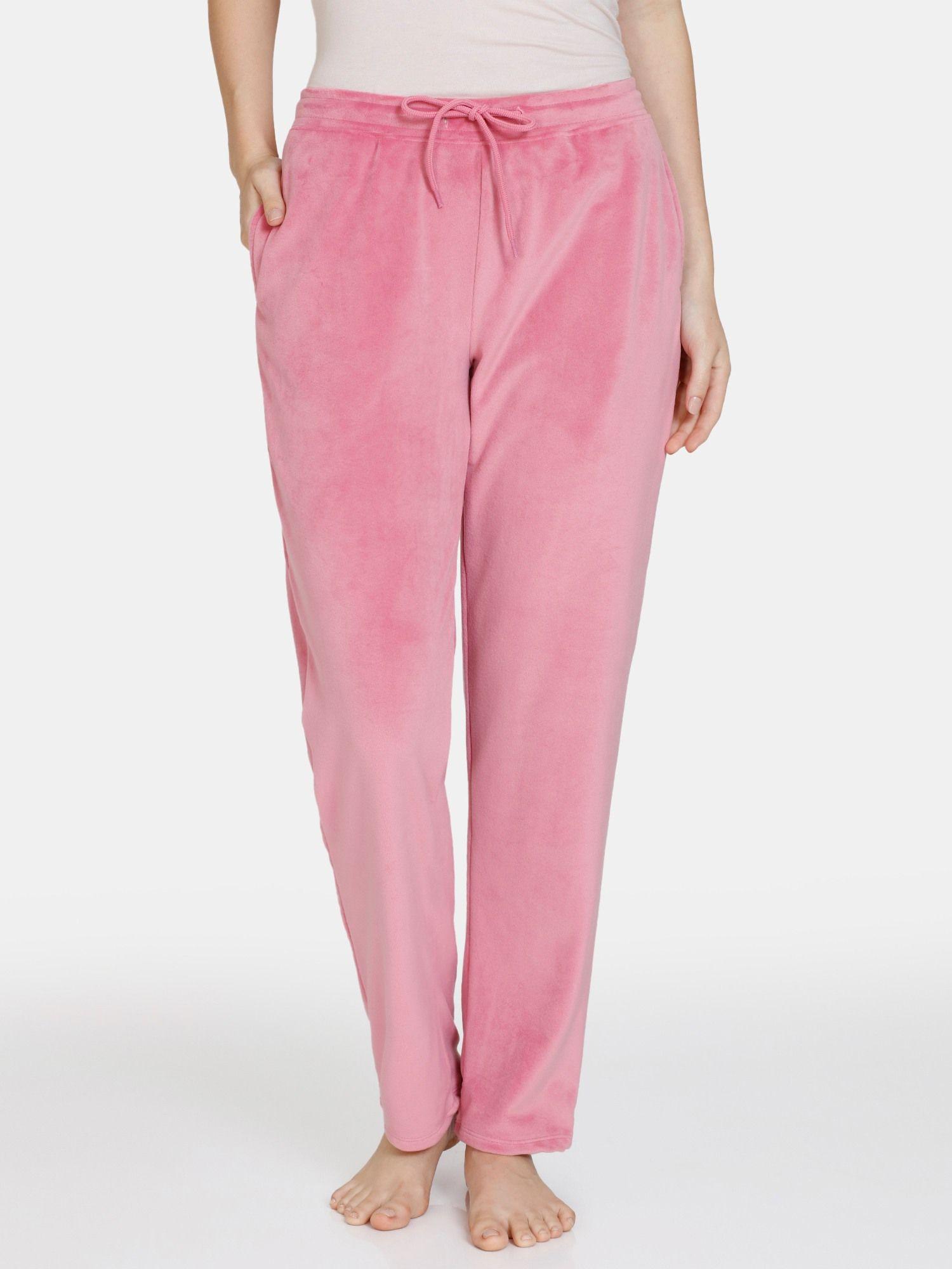 velour knit poly lounge pant - chateau rose - pink