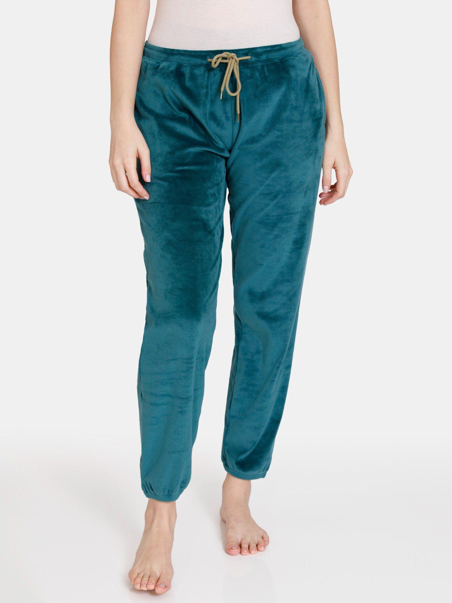 velour knit poly lounge pant - dark sea - blue