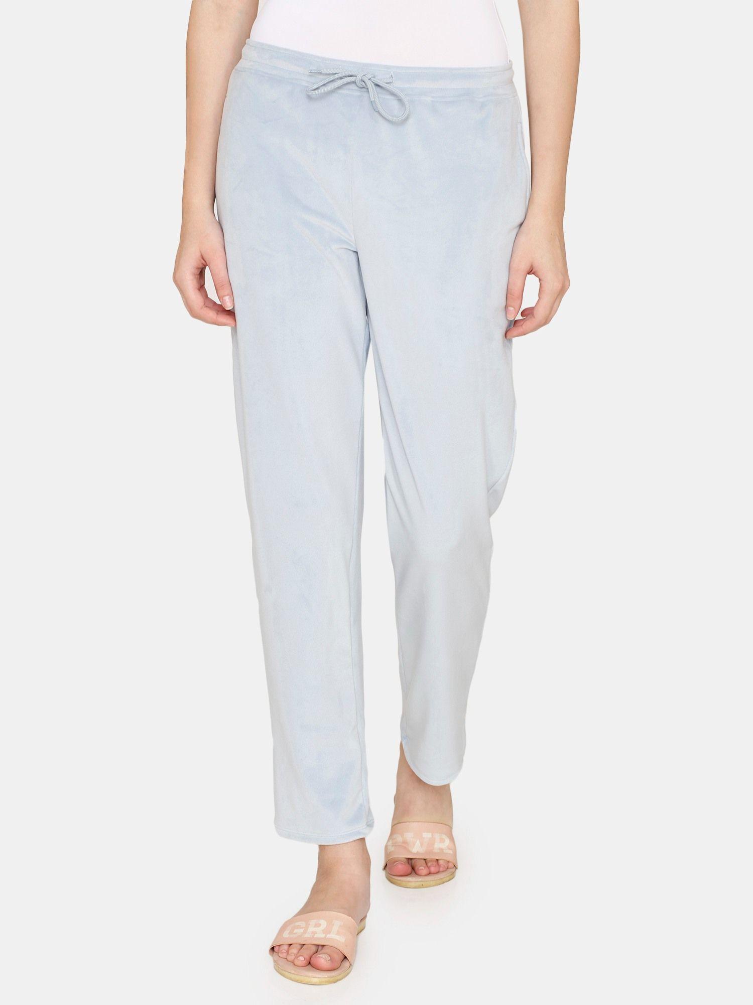 velour knit poly lounge pant - niagara mist - blue