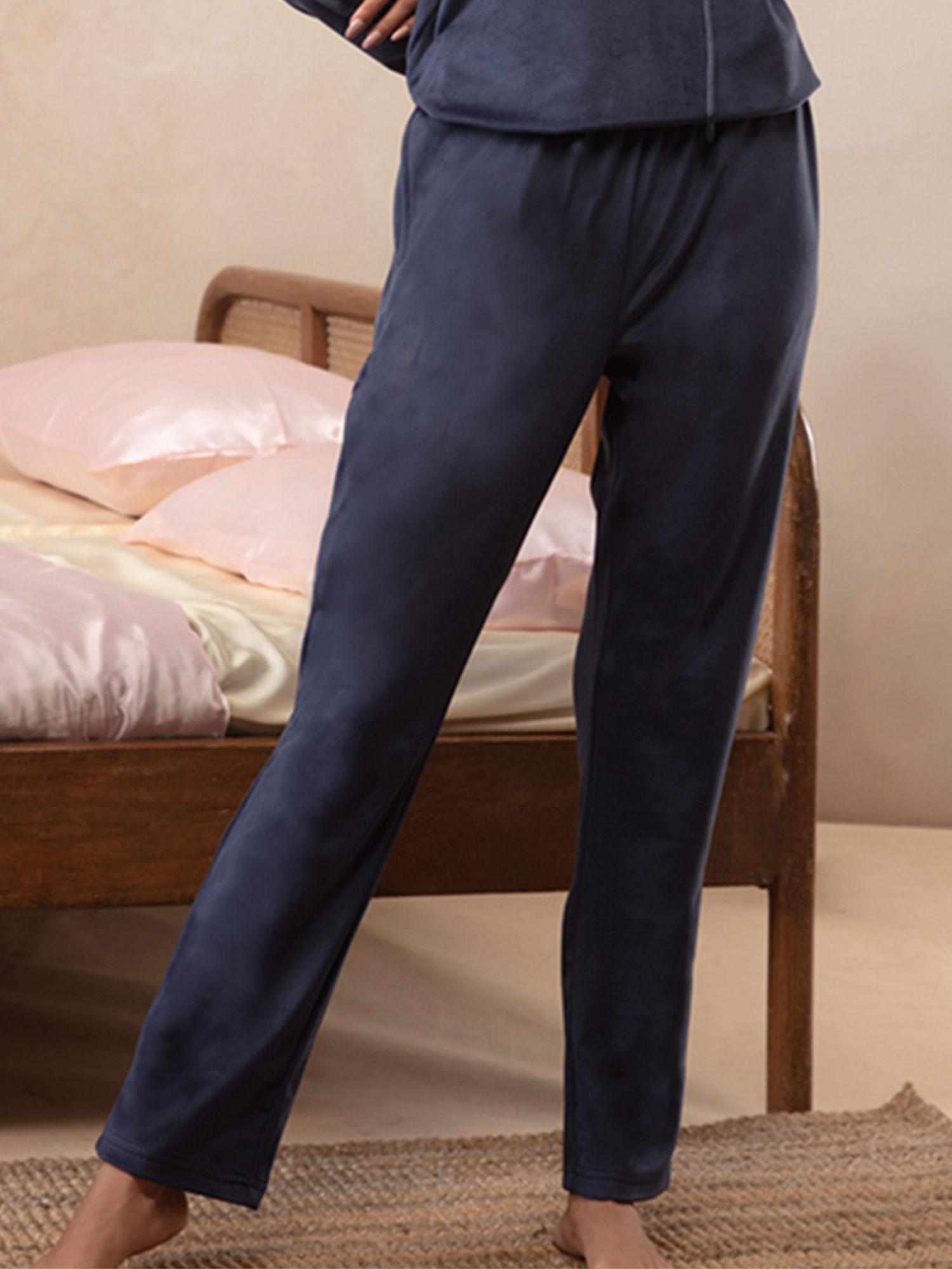 velour pants - navy blue nys048