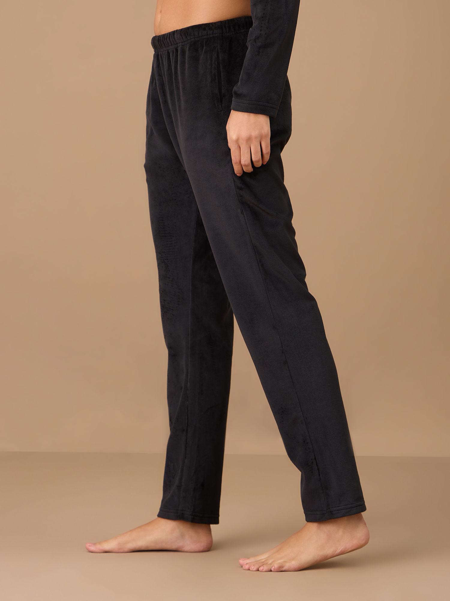 velour pants - nys048 - jet black