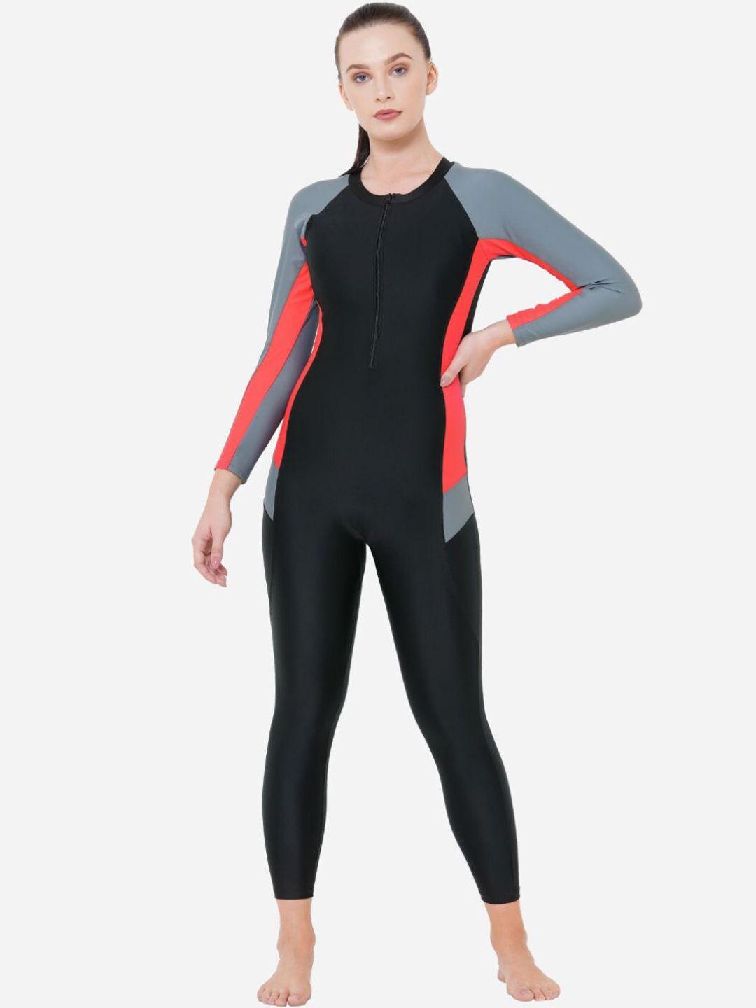 veloz colour-blocked anti-chafing padded legsuit swimwear