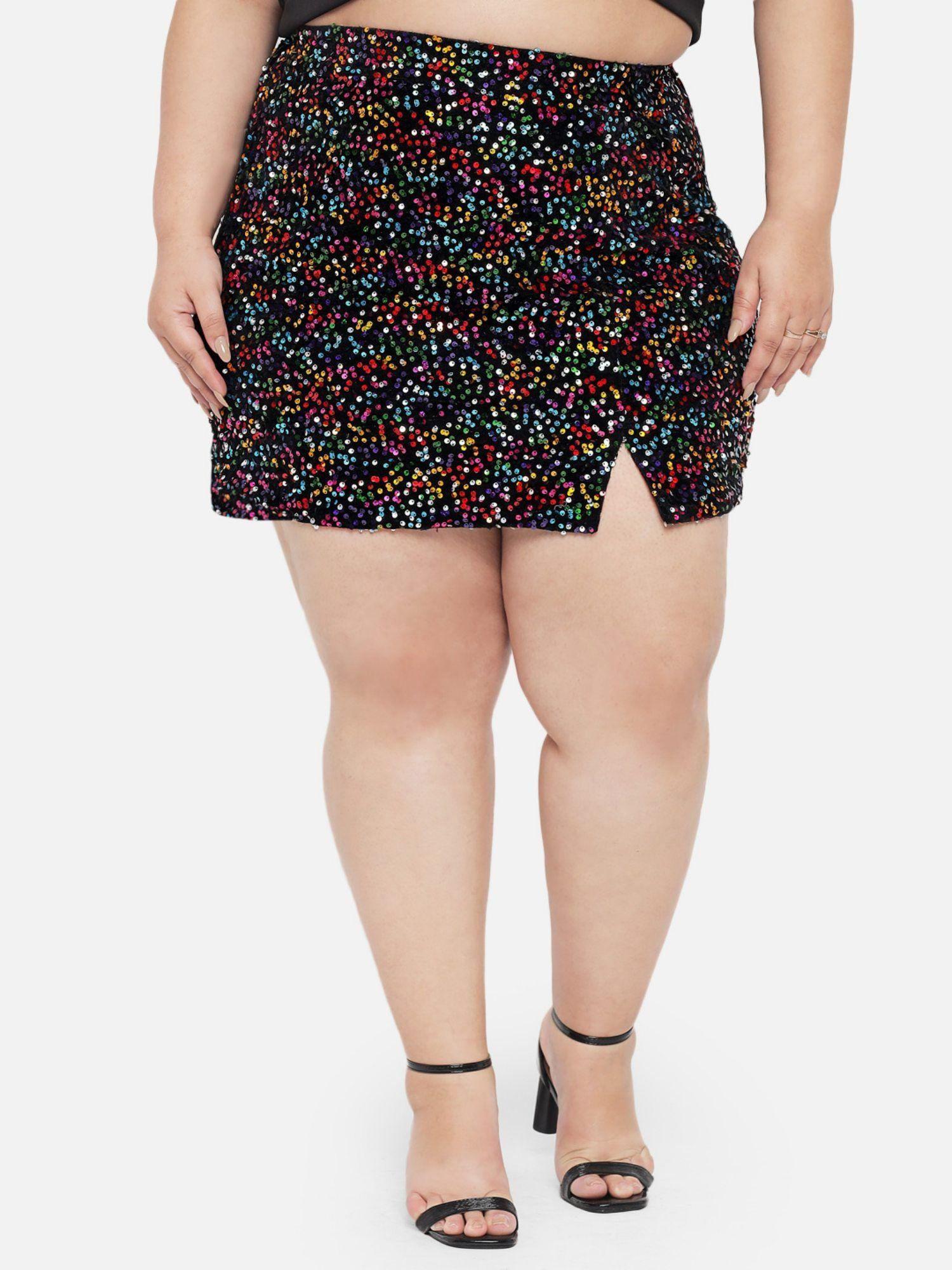 velvet curve plus size multi sequin mini skirt