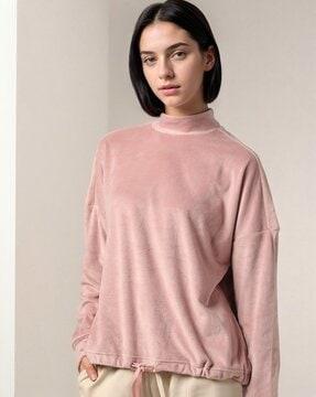 velvet drop-shoulder sweatshirt